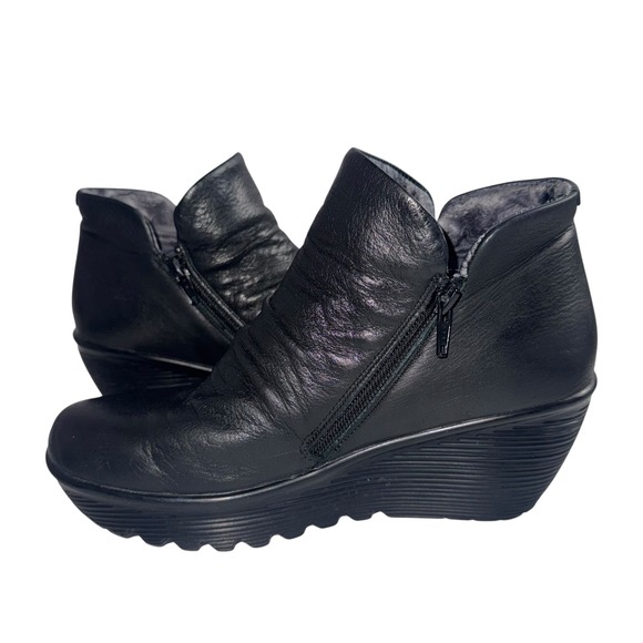 Skechers Parallel Double Trouble Black Leather Wedge Ankle Boots 48731 Size 7.5 - Picture 5 of 9